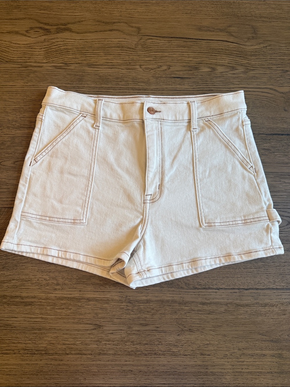 High-Rise Cream Women's Stretch Shorts